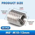 thumbnail image 2 of 20 Pcs Thread Repair Insert Threaded Bolts with Female M8 X 1.25 and Male M10 X 1.5 Thread for Furniture Projects Nut Screw Reducer Conversion Stainle, 2 of 5