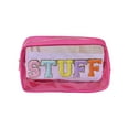 thumbnail image 3 of Chenille Letter Clear Makeup Bag Large Preppy Patch Stuff Cosmetic Bag with Zipper Nylon Travel Makeup Pouch Transparent PVC Waterproof Toiletry Organizer Storage for Women Girls, 3 of 5