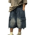 thumbnail image 2 of KAUOD Y2k Baggy Jean Shorts for Boys, Kids Hip Hop Cargo Pants, Loose Fit Oversized Streetwear, Teens Denim Cargo Shorts, 2 of 6