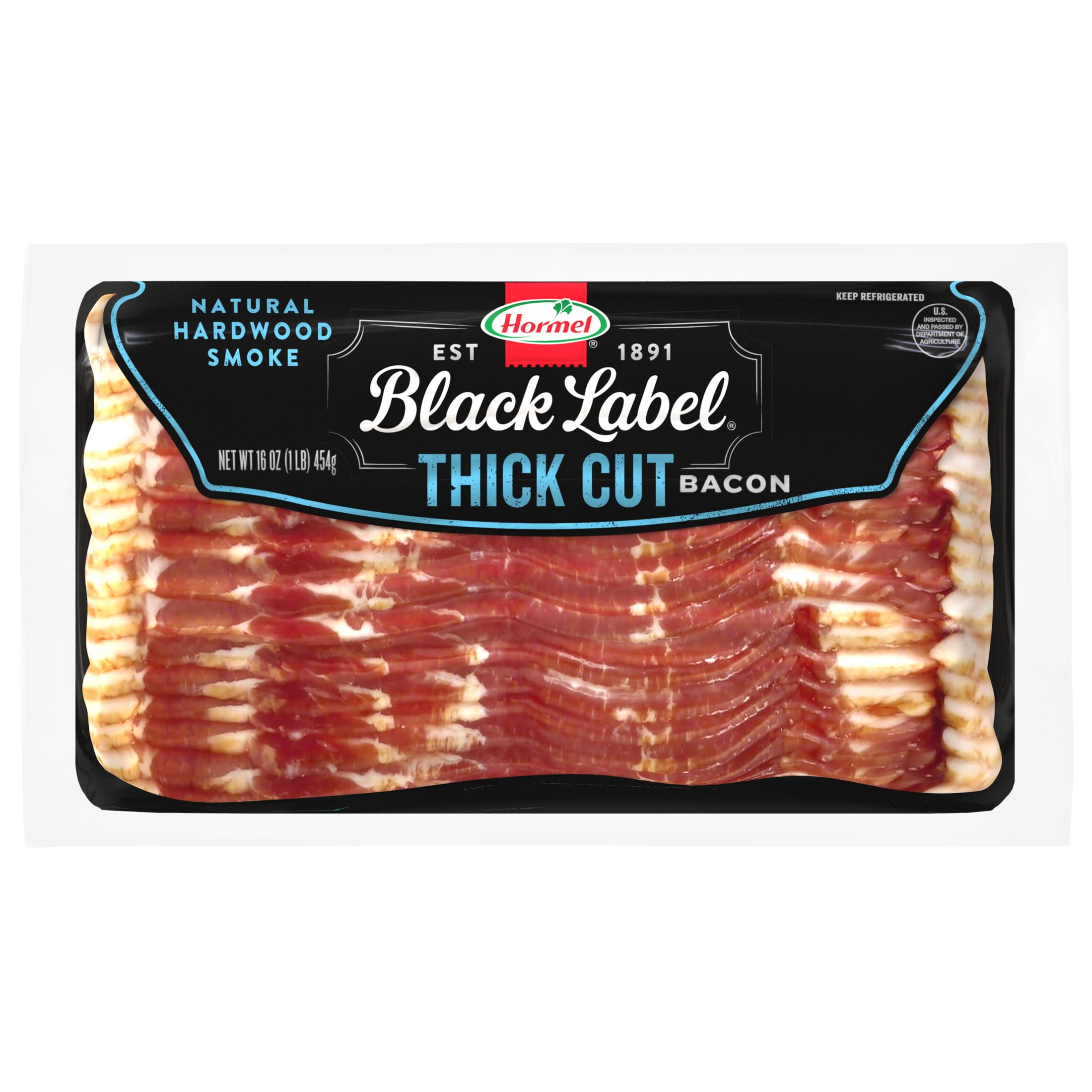 HORMEL BLACK LABEL Bacon, Thick Cut, Gluten Free, Refrigerated, 16 oz Plastic Package