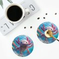 thumbnail image 4 of Lsque Cute Underwater Axolotl Pattern 4" Drink Coasters Set of 4, PVC Leather Absorbent Coasters, Table Coaster Set Decorative Coffee Cup Coasters Housewarming Gift -Round Shape, 4 of 6