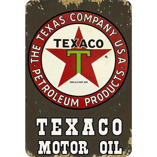 Placa Metal Vintage TEXACO Pintura Hierro Rectangular Al Óleo Arte La Pared 20x30cm