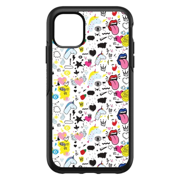 DistinctInk Custom SKIN / DECAL compatible with OtterBox Symmetry for iPhone 11 (6.1" Screen) - Girl Power - Unicorn Crowns Loud Mouth