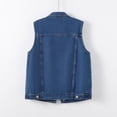 thumbnail image 3 of Cmfcve Women's Denim Vest Jacket Casual Sleeveless Waistcoat Summer Distressed Casual Loose Fit Jean Shirts with Pockets, 3 of 8