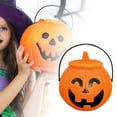 thumbnail image 4 of Durable Halloween Pumpkin Candy Bucket with Lid Trick or Treating Basket, Lightweight Jar Gift Basket with Handles, 4 of 10