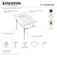 thumbnail image 4 of Kingston Brass KVPB31227W4MB Edwardian 31" Ceramic Console Sink with Brass Legs (4-Inch, 3-Hole), White/Matte Black, 4 of 5