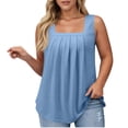 thumbnail image 1 of Gpoecd Plus Size Tank Tops for Women Women's Casual Square Neck Pure Color Ruffle Detail Blouse for Spring Summer Camisole Tops for Women Light Blue,L, 1 of 7
