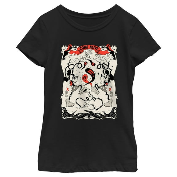 Girl's Mickey & Friends Halloween Come Alive Graphic Tee Black Small