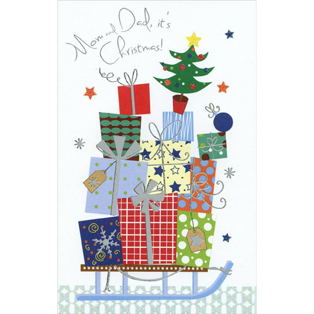 Freedom Greetings Gifts On Sled Mom Dad Christmas Card Walmart Com Walmart Com