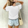 thumbnail image 2 of Jalioing Girls Cute Tops Ruffle Trim Short Sleeve Round Neck Summer Shirts Big Girls Solid Color Bowtie T Shirt 3-14 Years, 2 of 7