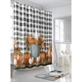 thumbnail image 3 of Fall Shower Curtain Pumpkin Shower Curtains for Bathroom Thanksgiving Decor, Waterproof Polyester Shower Curtain Set with Hooks, Standard Size 66" x 72" Maple Leaves Berry Black Plaid, 3 of 6