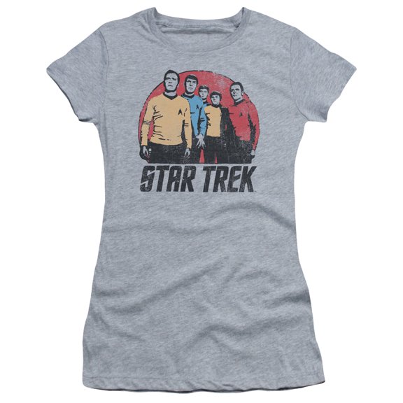 Star Trek Landing Party Junior Women's Sheer T-Shirt Athletic Heather
