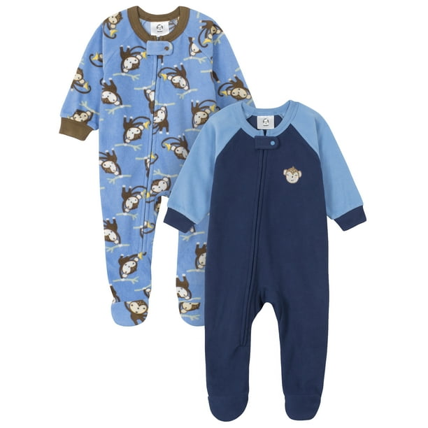 Gerber Baby & Toddler Boy Microfleece Blanket Sleeper Pajamas, 2Pack