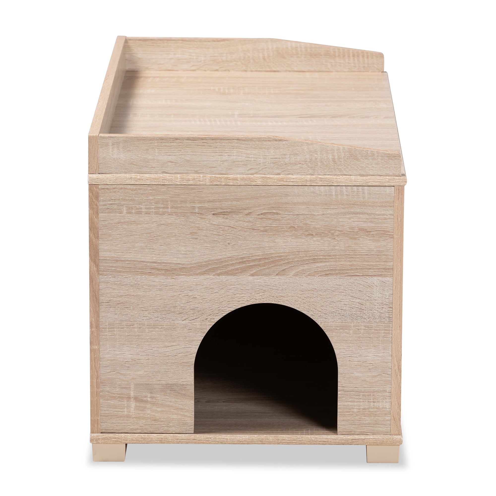 Baxton Studio Mariam Modern and Contemporary Oak Finished Wood Cat Litter Box Cover House