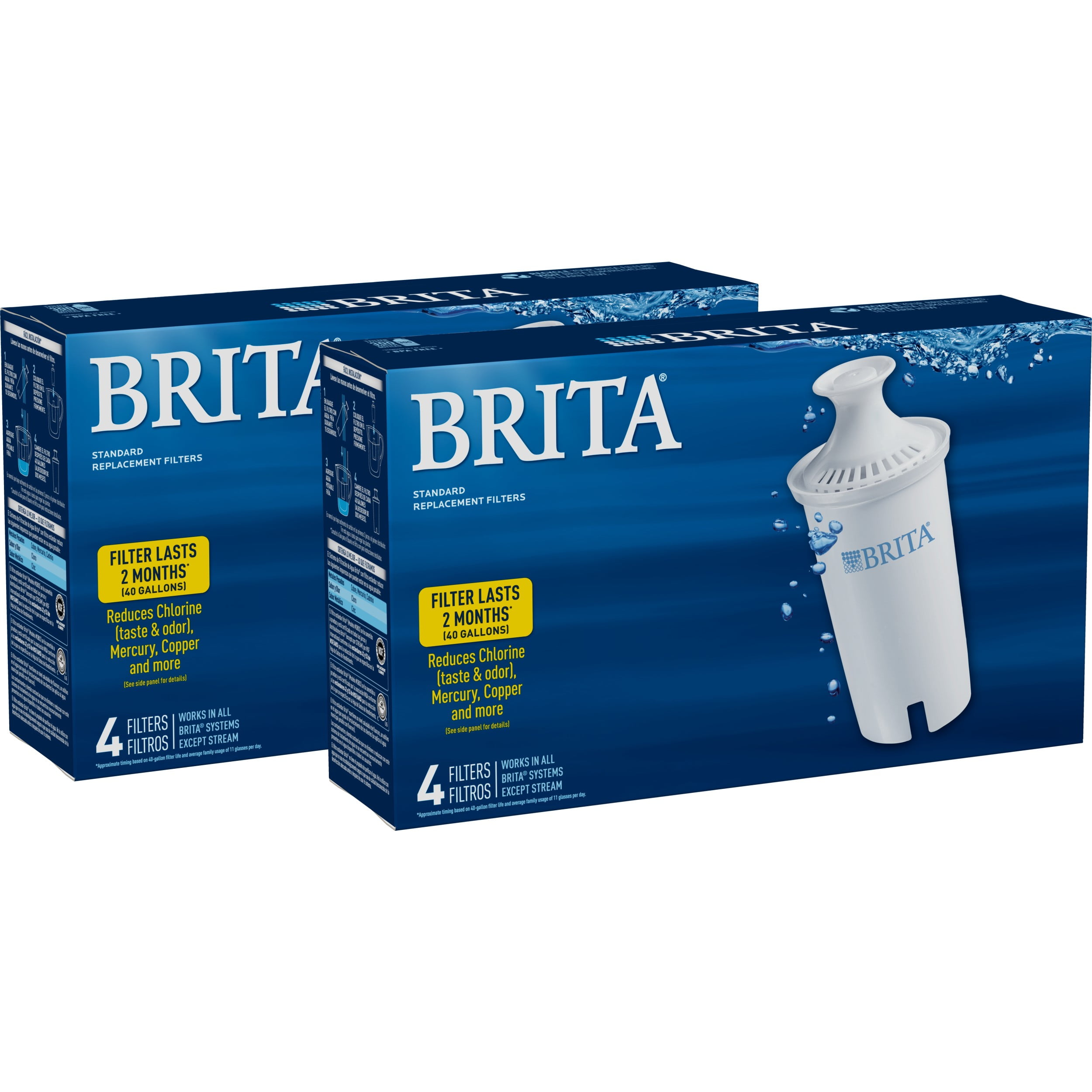 Brita Standard Water Filter Replacements for Pitchers and Dispensers, Lasts  2 Months, Reduces Chlorine Taste and Odor, 3 Count