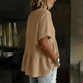thumbnail image 6 of Zedker Womens Puff Sleeve Babydoll Tops Summer Flowy Pleated Cotton T-Shirts Casual Loose Fit Cute Blouse Coffee L, 6 of 9