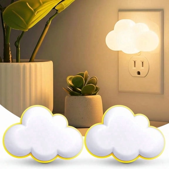 2 Pack LED Cloud Rechargeable Cute Kids Night Light Plug Into Wall for Bedroom Baby Room Hallway Wall Lamp