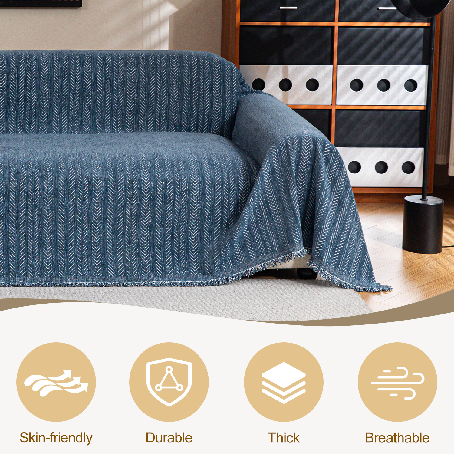 Jessy Home Sofa Cover Slipcover Couch Cover Protector Durable Multi-Function Furniture Cover for Dogs Cats Home Decor 71"x 134"Deep Blue
