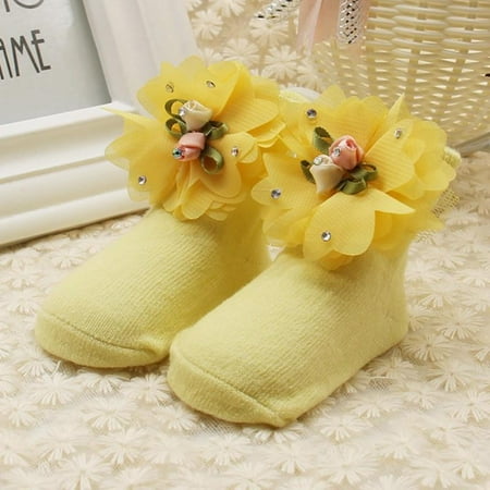 

High Quality Newborn Infant Baby Girls Soft Socks Cute Solid Color Beatful Flower Kids Princess Socks 0-1Y