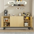 thumbnail image 6 of Yeahumalia Large Sideboard Buffet Cabinet with Storage, Mid Century Modern Accent Credenza with 4 Fluted Doors for Living Room, Kitchen, Entryway, Hallway - Wood Color, 6 of 7