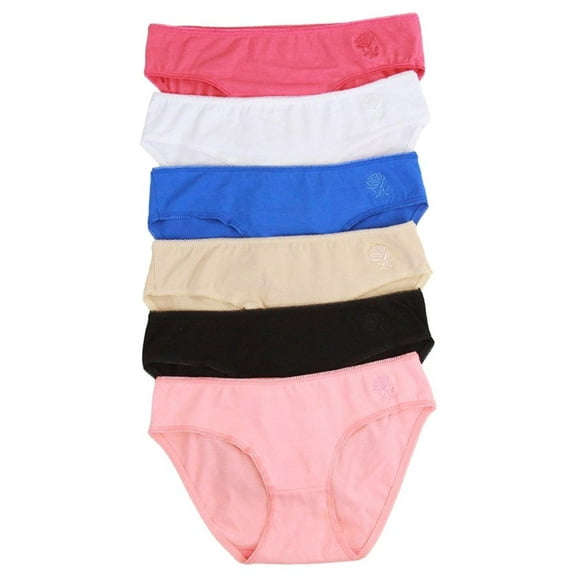 ToBeInStyle Women's Pack of 6 Bikini Panty with Floral Embroidery