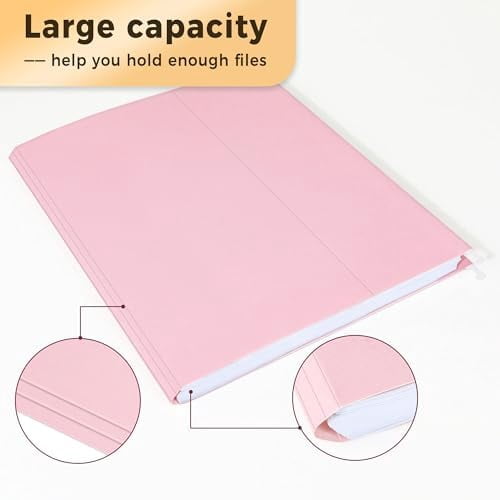 25 Pack Hanging File Folders, Pink Folders, Hanging File Folders Letter Size with 1/5-cut Tabs, Stay Organized for Your Home and Office Bulk File and Documents
