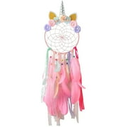 Puloru Feather Dream Catcher, Hanging Decoration, Cartoon Unicorn Wall Door Bohemia Woven Hollow Ornament