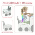 thumbnail image 6 of Yoneston Kids Table and Chair Set with Car-Shaped Design, Height-Adjustable Activity Table for Toddlers Art Craft Drawing Reading Learning, Gray+White, 6 of 9