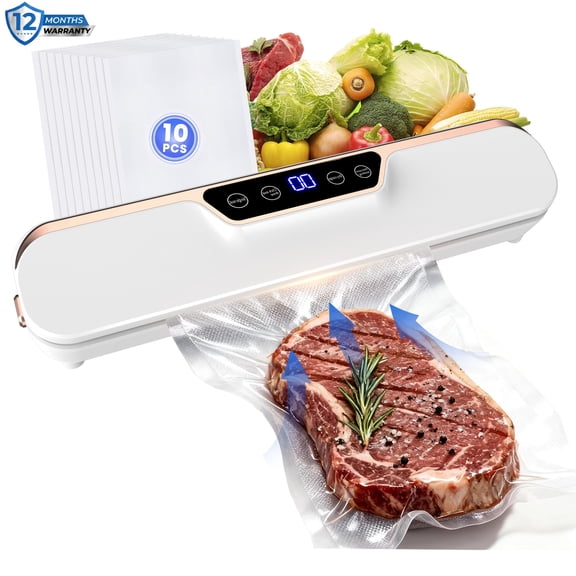 Kisportee Food Vacuum Sealer for Home Use, 62KPA Food Sealer Machines with 10 Bags, Digital Timer & Dry/Wet Modes, Compact for Kitchen Storage, Sous Vide & Meal Prep