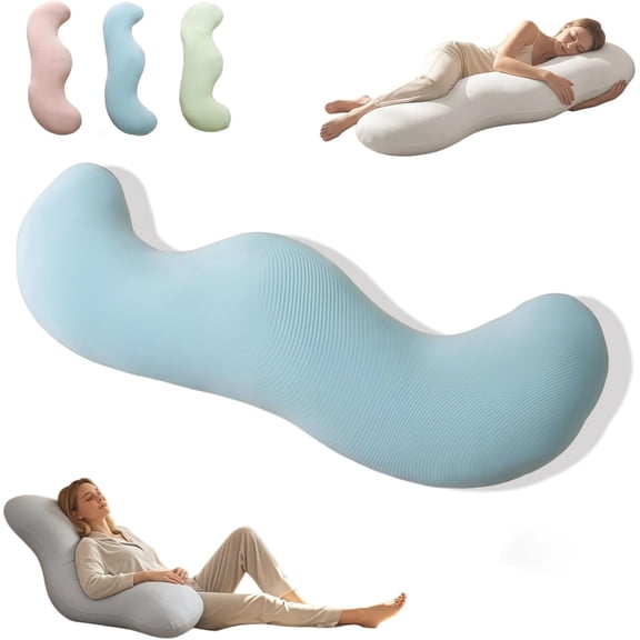 Pea Pod Body Pillow for Side Sleeper, Double Wave Curve Side Sleeper Pillow, Ergonomic, Cooling Side Sleeper Body Pillow, Full Body Support Pillow for Arms, Hips & Knees (110cm-Green)