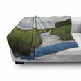 thumbnail image 3 of Landscape Soft Flannel Fleece Blanket, Reflective Calm River Scenery Meadow Grass Clouds Wildflowers Trees Shrubs, Cozy Plush for Indoor and Outdoor Use, 50" x 70", Green Blue White, by Ambesonne, 3 of 6