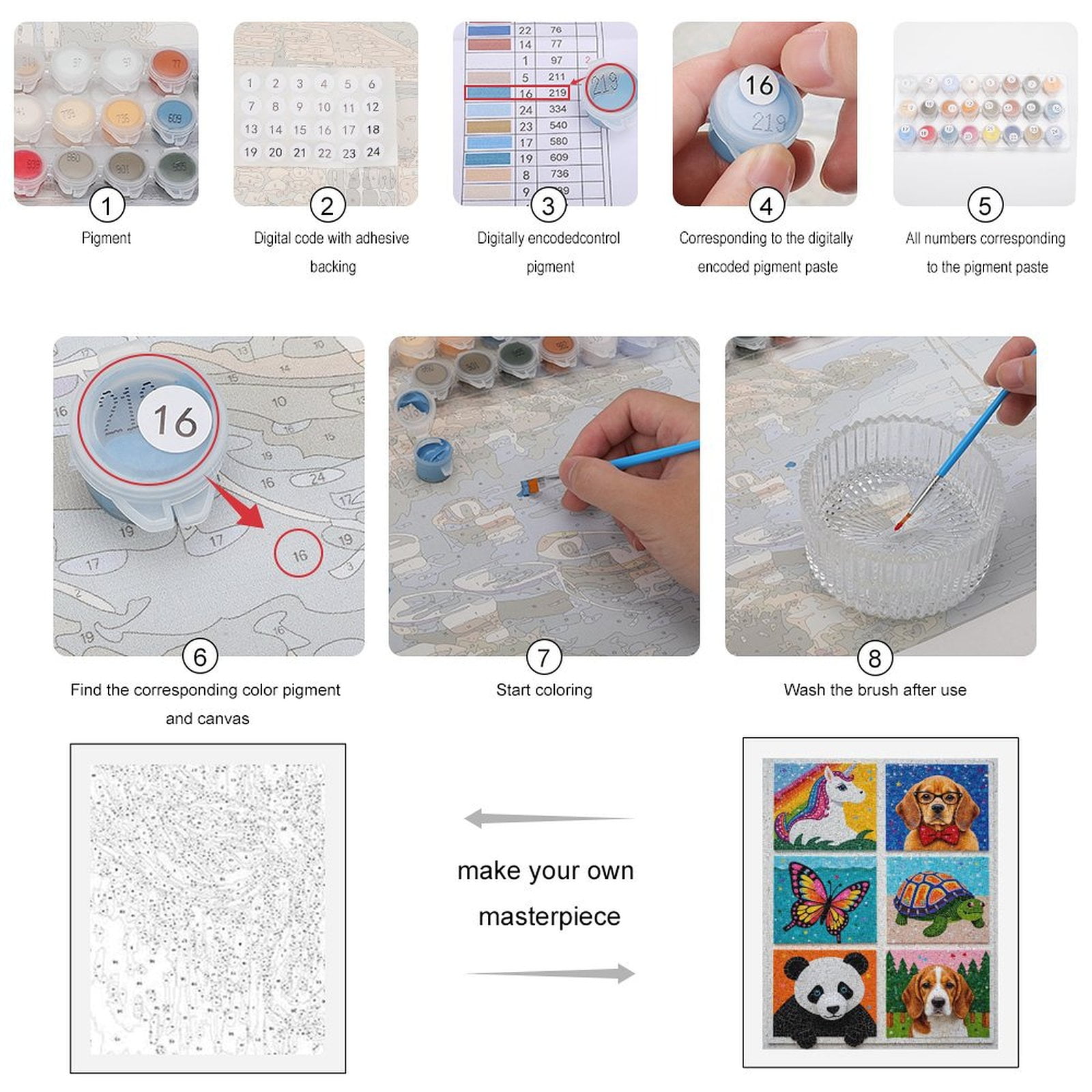 Paint By Numbers Kit for Adults Beginner - DIY Mosaic Art Animals Whimsical Scenes Canvas Painting Kits for Adults, Frameless Paint By Number for Adults for Home Wall Decor 16x20 Inch
