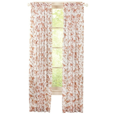 Birds And Blooms Semi Sheer Curtain Panel Rod Pocket Top 59 X