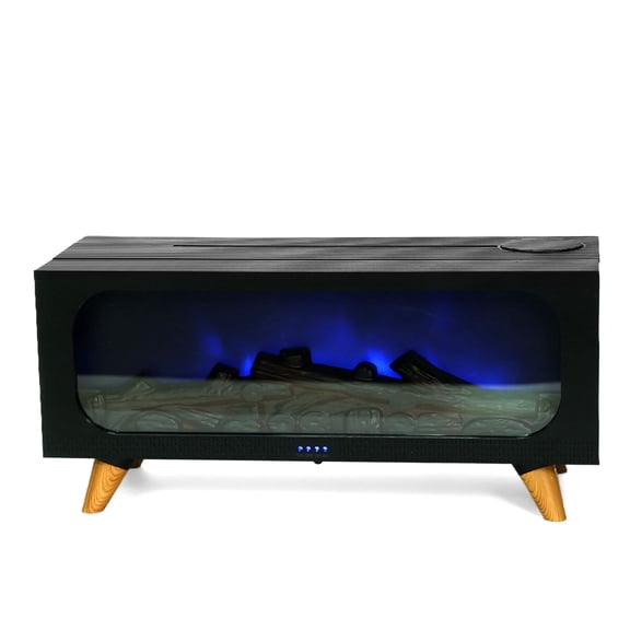 Deeceymbur Humidifier Simulated Fireplace Flame Effect Aroma Essential Oil Diffuser Portable USB Powered Quiet Operation Night Light for Bedroom Office Desktop