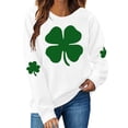 thumbnail image 2 of VgaVtl Womens Sweatshirt St. Paddy's Day Long Sleeve Women Plus Size Tops Loose Lightweight Shamrock Holiday Casual Tops,White L, 2 of 5