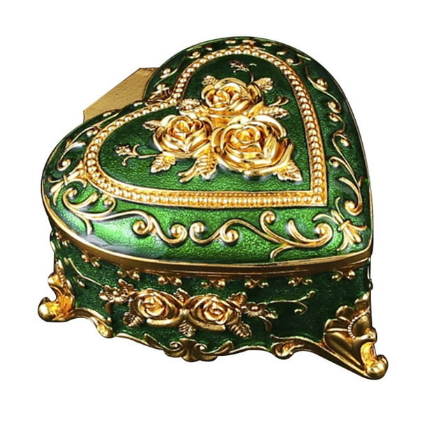 Caja de Joyería Yuyangstore Decorativa Portátil de Metal Verde