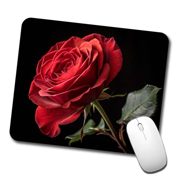Red Rose On Black Background Mouse Pad Low Profile Gaming Mat