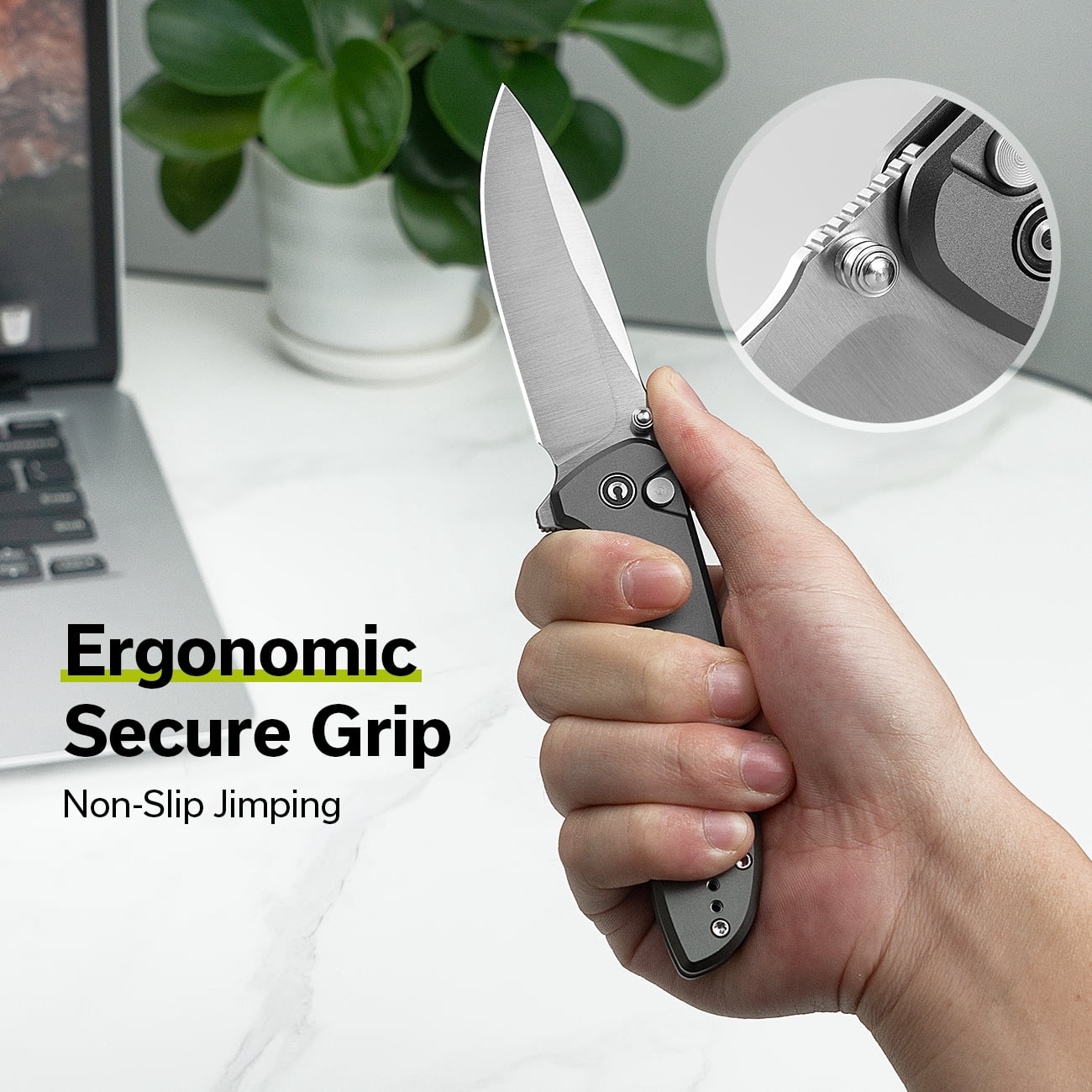 CIVIVI Hyperpulse Pocket Folding Knife, 3.5" 14C28N Blade Lightweight Gray Aluminum Handle C23087A-3