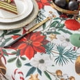 thumbnail image 4 of Joyfol Day Winter Holiday Christmas Tablecloth, Red Flowers Bells Table Cloth, Waterproof Table Cover for Xmas/Dinner Party Decoration (60 X 84 INCH,Rectangle), 4 of 6