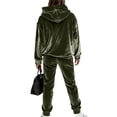 thumbnail image 4 of longantii Velour Lounge Sets for Women 2 Piece Velvet Tracksuits Jogging Hoodie Sweatsuits Soft Sports Leisure Jogger Outfit Green XL, 4 of 5