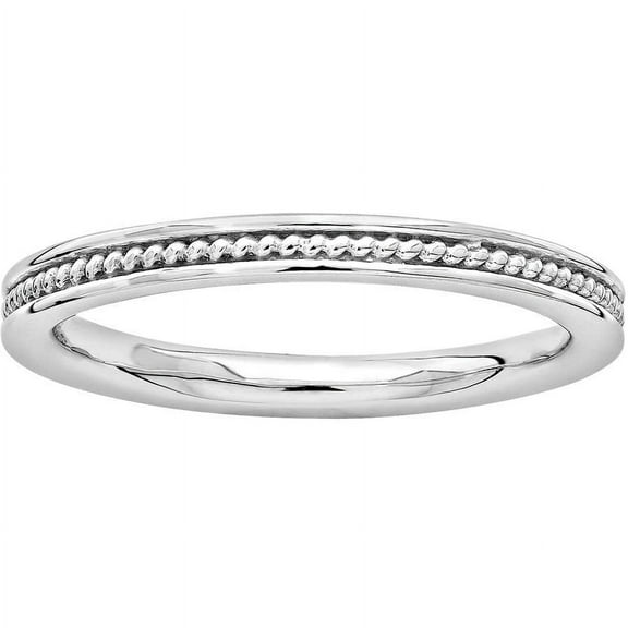 Sterling Silver Rhodium Channeled Ring