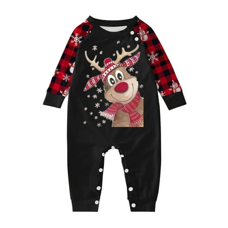 

Rovga Christmas Baby Pajamas Suit Family Xmas Pajamas Cute Print Sleepwear Matching Set Print Pjs Plaid Sleepwear Fashion Family Wear