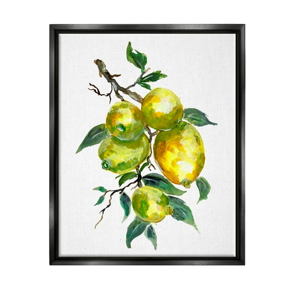 Lemon Citrus Fruit Tree Food & Beverage Graphic Art Jet Black Framed Art Print Wall Art