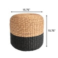 thumbnail image 7 of Aimee 15.7" Modern Minimalist Two-Tone Hand-Woven Hyacinth Stool/Ottoman, Natural/Black, 7 of 7