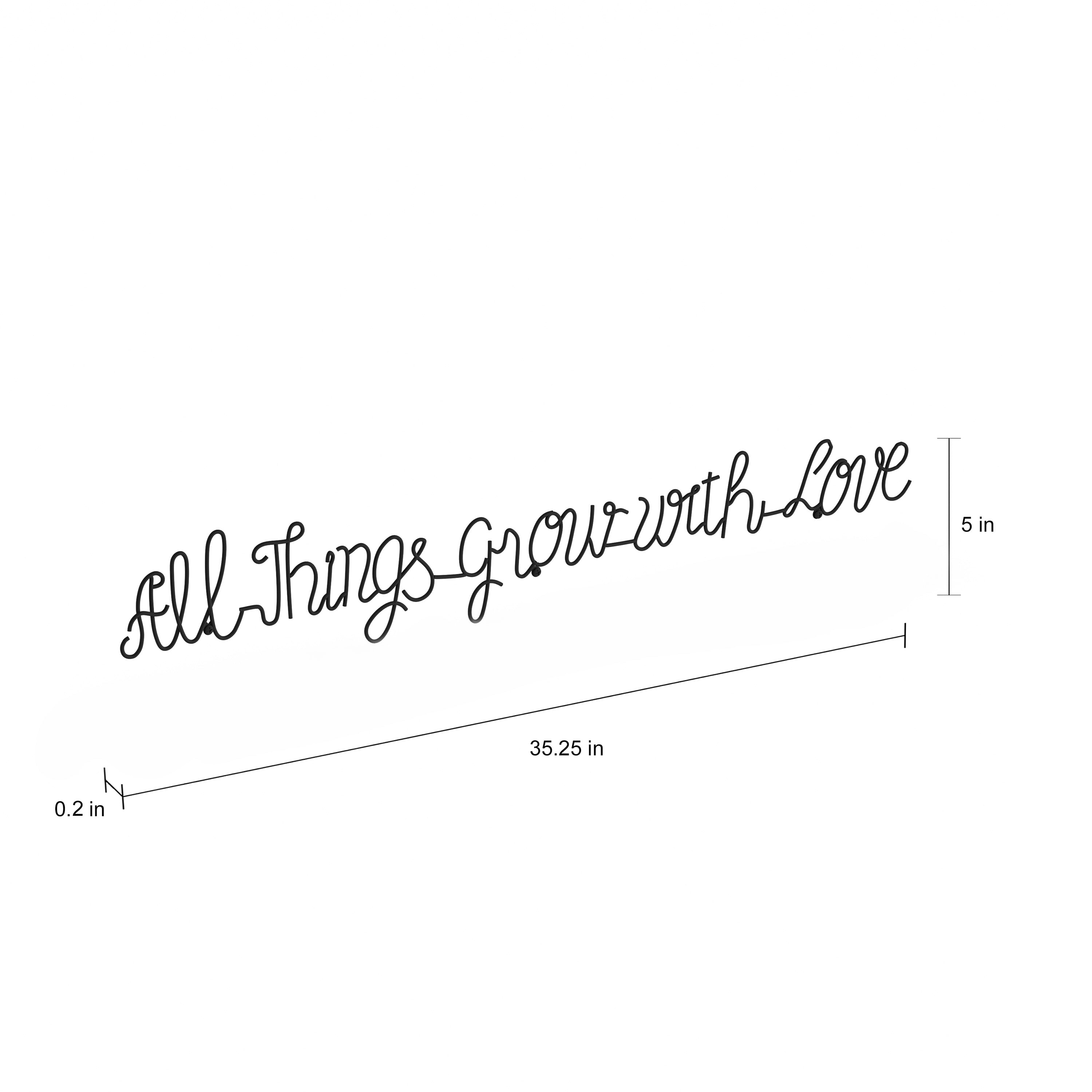 Lavish Home Metal Cut-out All Things Grow with Love Sign-3D Word Art Décor- for Modern Rustic Style