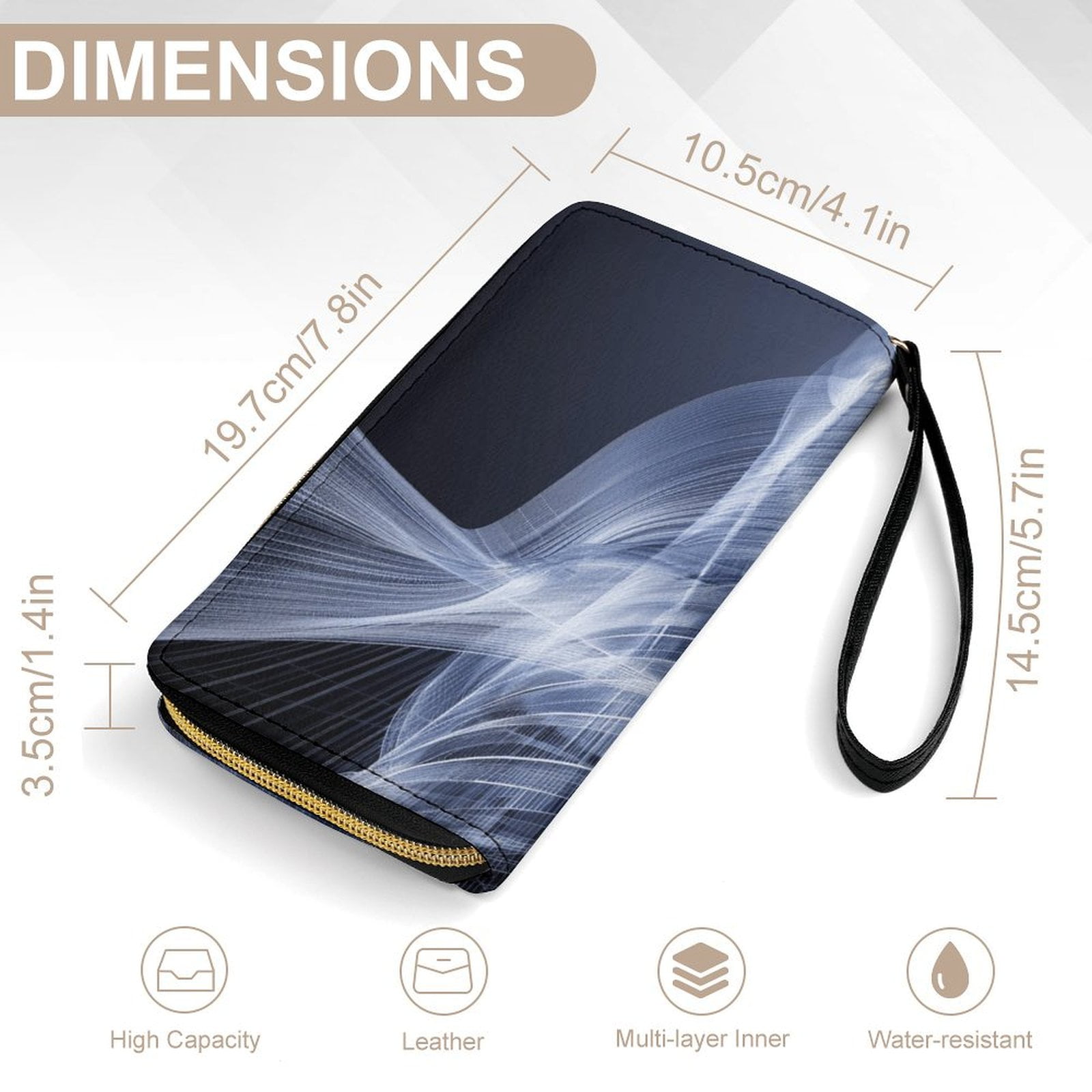 Womens Wallet Bifold Ladies Cluth Bag Wristlet Wrist Strap Long Purse SHANGHAI Hologram Design