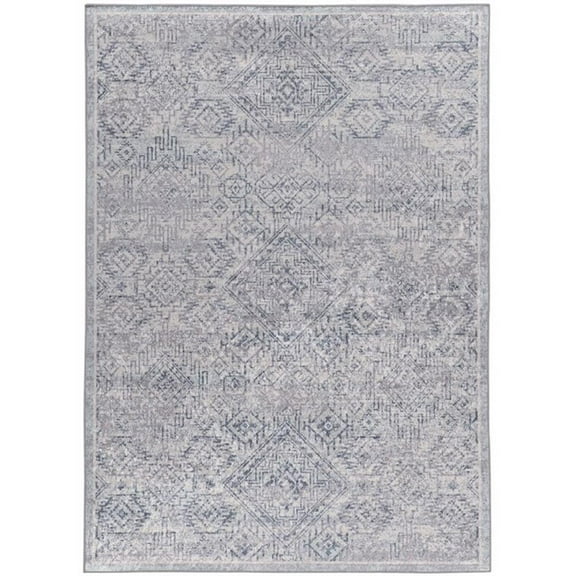 Riverbay Furniture Traditional Woven Polyester 6'7"x9'7" Rug in Gray