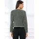 thumbnail image 4 of Blazer de tweed a cuadros Allegra K manga larga Negro L, 4 of 6