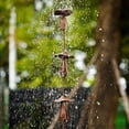 thumbnail image 2 of Cadena de lluvia con forma de hongo dorado: bajante decorativa para canalones, recolector de agua de lluvia de metal con revestimiento resistente a la corrosión para drenaje de jardines o patios e, 2 of 6