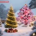 thumbnail image 2 of Vibrant Metal Hanging Christmas Tree Wind Spinner - Festive Pink Design with Layered Circles Cherries Leaves & Stars for Garden Decor, 2 of 7